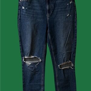 PAIGE  Sarah Distressed Straight Leg Jeans in Blue Size 30